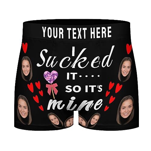 Personalisieren Sie Boxershorts für Männer mit Foto Text Logo benutzerdefinierte Herren Boxershorts Personalisierte Unterwäsche Jungen Briefs Valentinstag Geburtstag Freund Geschenk Größe - 4XL von Naispanda