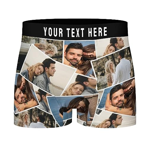 Personalisieren Sie Boxershorts für Männer mit Foto Text Logo benutzerdefinierte Herren Boxershorts Personalisierte Unterwäsche Jungen Briefs Valentinstag Geburtstag Freund Geschenk Größe - XL von Naispanda