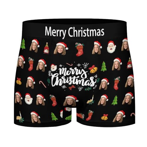 Personalisiert Herren Boxershorts Unterhosen mit lustigem Gesicht, Weihnachten, individuelle Boxershorts mit Gesicht, Unterhose, individuelle Geschenke für Männer, Ehemann, Vater, Freund, Ihn, S von Naispanda