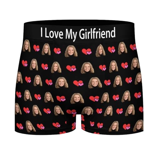 Personalisiert Herren individuelle Boxershorts mit lustigem Gesicht für Freund, Ehemann, personalisierte Herrenunterwäsche mit Gesichtsfoto, Unterwäsche-Slips für Geburtstag, Valentinstag, 2XL von Naispanda