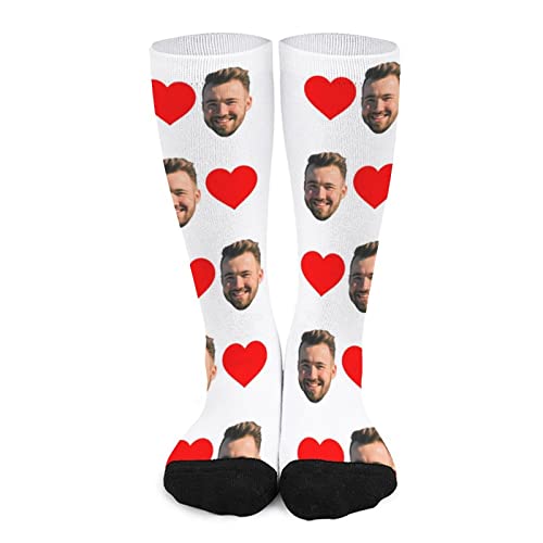 Personalisierte Foto Socken Lustige Socken mit Foto, benutzerdefinierte Gesichtssocken, Personalisiert Socks Lange Socken für Männer und Frauen, 40 cm, Geburtstag, Weihnachten, Valentinstags Geschenk von Naispanda