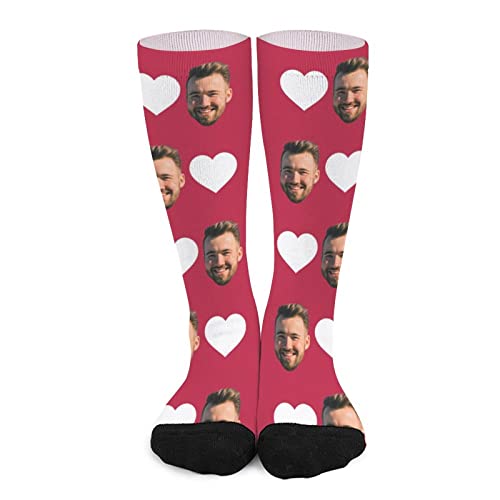 Personalisierte Foto Socken Lustige Socken mit Foto, benutzerdefinierte Gesichtssocken, Personalisiert Socks Lange Socken für Männer und Frauen, 40 cm, Geburtstag, Weihnachten, Valentinstags Geschenk von Naispanda