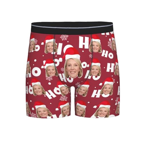 Personalisierte Herren Boxershorts mit Fototext Individuelle Unterwäsche Lustige Boxershorts mit Gesicht für Männer, Personalisierte Weihnachts und Geburtstagsgeschenke für Männer Freund Ehemann von Naispanda