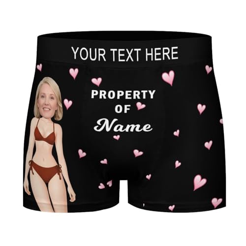Personalisierte Herren Boxershorts mit Fototext Individuelle Unterwäsche Lustige Boxershorts mit Gesicht für Männer, Personalisierte Weihnachts und Geburtstagsgeschenke für Männer Freund Ehemann von Naispanda