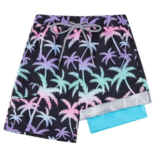Jungen-Badeshorts mit Kompressionsfutter Kinder Badeshorts Boy Stretch SwimShorts Schnell trocken 2 in 1 Strand Badeanzug Schwimmen Badeanzug von Naiyafly