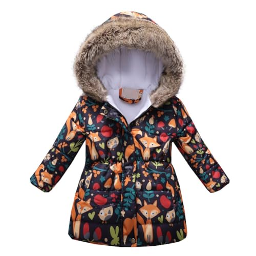 Naiyafly Kleinkind Baby Mädchen Wintermantel Kleidung Kinder Mädchen Dicke Warme Kapuze Winddicht Mantel Outwear Jacke Schmetterling Blumendruck Mantel für Mädchen von Naiyafly