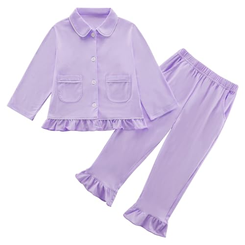 Toddler Baby Girls Pyjamas Set Button-up Long Sleeve Pajamas Pjs Set Sleepwear Nightwear Loungewear Clothes Set Gifts for Little Girls von Naiyafly