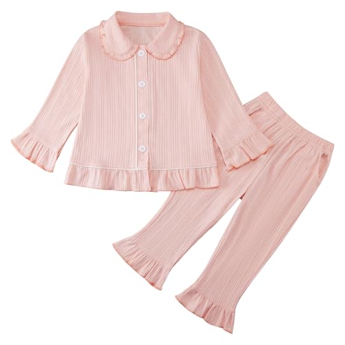 Toddler Baby Girls Pyjamas Set Button-up Long Sleeve Pajamas Pjs Set Sleepwear Nightwear Loungewear Clothes Set Gifts for Little Girls von Naiyafly