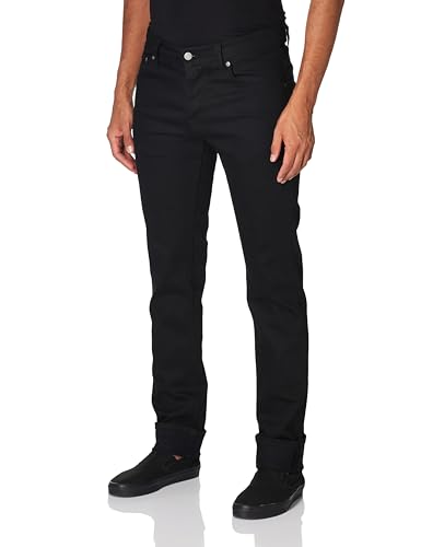 Naked & Famous Denim Herren Super Guy Slim Fit Jeans in Schwarz Cobra Stretch Selvedge, Schwarze Cobra Stretch Webkante, 48 von Naked & Famous Denim
