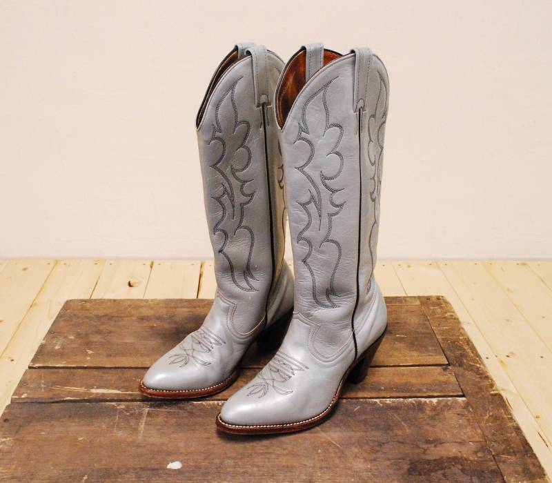 1970Er Silber Leder Damen Cowboy Stiefel/Western Größe 6 Seltene Sammler Retro Bjr von NakedintheBowery