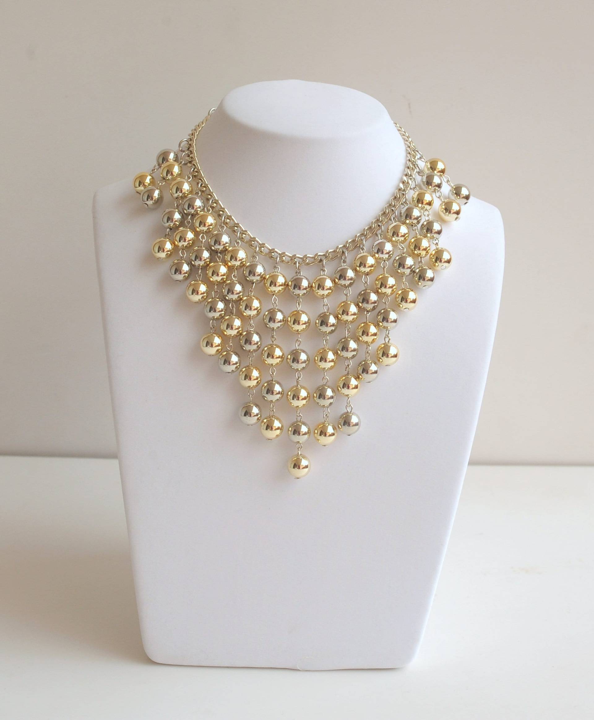 Silber Gold Perlen Halskette - Kette Baumeln Lätzchen Wasserfall Schmuck Set Silber Gold Perlen Halskette - Kette Baumeln Lätzchen Wasserfall Schmuck Set von NakitAlesia