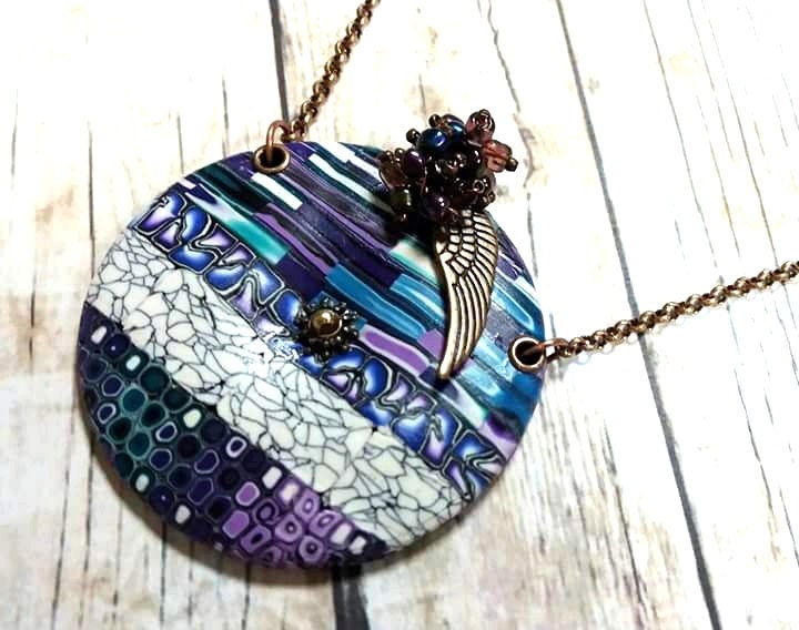 Polymer Clay Anhänger, Bunte Ton Handgemachte Einzigartige Lila Anhänger, Boho Anhänger von NakitM