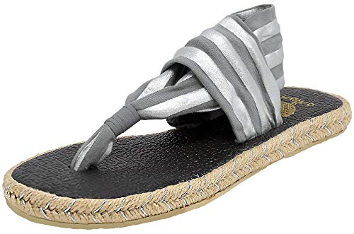 Nalho Damen Yoga Mat Memory Foam Espadrilles Sandalen Ganika, Mehrere (grau / silber), 37 EU von Nalho