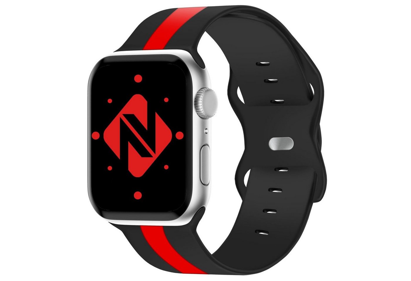 Nalia Smartwatch-Armband Apple Watch 42mm/44mm/45mm/49mm, Gestreiftes Silikon Ersatzband / für Sport Fitness Uhr / Atmungsaktiv Nalia Smartwatch-Armband Apple Watch 42mm/44mm/45mm/49mm, Gestreiftes Silikon Ersatzband / für Sport Fitness Uhr / Atmungsaktiv von Nalia