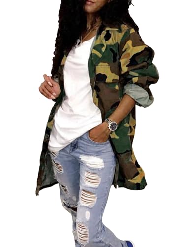 Naliha Damen Casual Camouflage Jacke Militär Anorak Langarm Mantel Outfit - mehrfarbig - Klein Naliha Damen Casual Camouflage Jacke Militär Anorak Langarm Mantel Outfit - mehrfarbig - Klein von Naliha