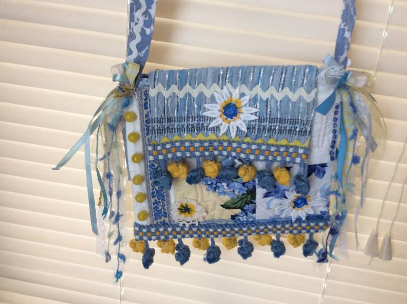 Blaue Geldbörse Crossbody Bag Patchwork Boho Handwerk Baumwolle von NalikaCraft