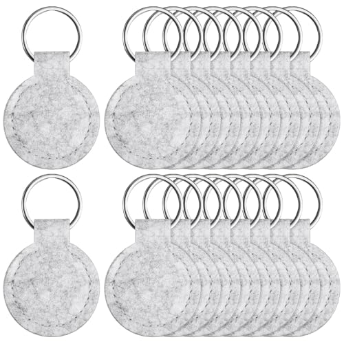 Namalu 16 Filz Schlüsselanhänger 4 cm Runde Schlüsselanhänger für Basteln Filz Schlüsselanhänger Rohling mit Edelstahl Ring Geschenk für DIY Dekoration Handwerk(Hellgrau) von Namalu
