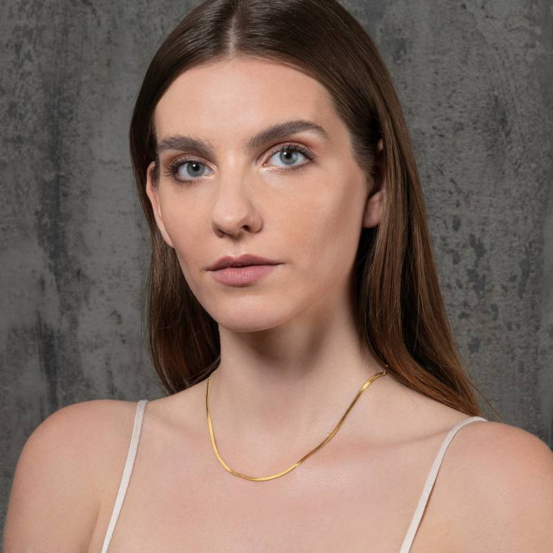 Gold Fischgrät Halskette Für Frauen Und Mädchen Im Teenageralter, Zierliche Flache in Vergoldet, Einfache Goldkettenhalskette von NamanaLondon