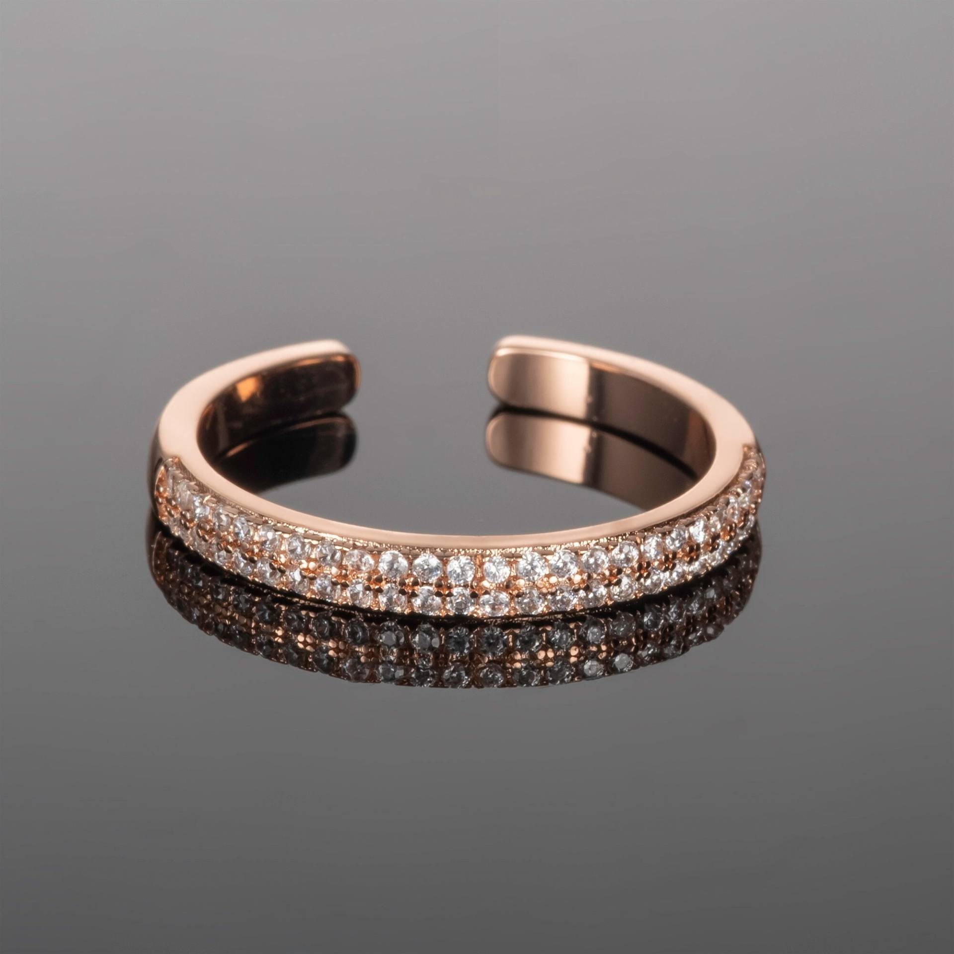 Roségold-Bandring Für Frauen Mit Zirkonia-steinen, Einstellbare Offene Ringe Und Mädchen Im Teenageralter, Rosévergoldeter Damen-Bandring von NamanaLondon