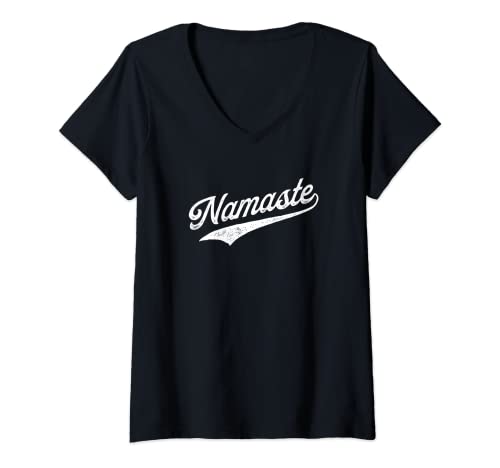 Damen Namaste T-Shirt mit V-Ausschnitt Damen Namaste T-Shirt mit V-Ausschnitt von Namaste Namaskar Shop