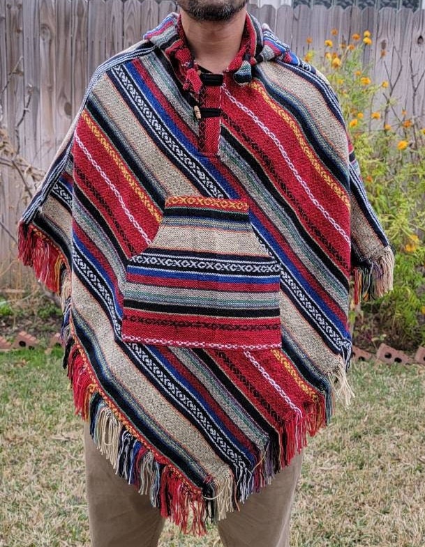 Namaste Aztec Styled Handmade Wunderschöne Handarbeit Hippie Bequemer One Size Gemütlicher Baja Poncho Winter/Herbst/Frühling Unisex Baumwolle von NamasteAll