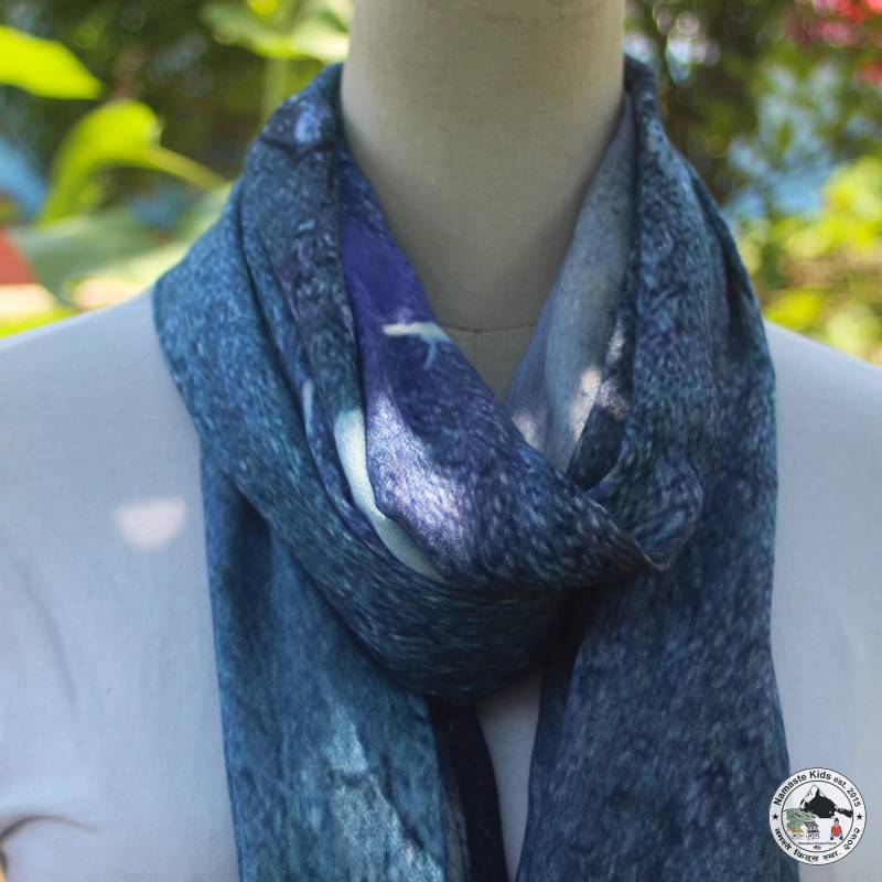 Charity | Kaschmirschal "Itihash" Handgewebtes Hochwertiges Halstuch Kaschmirwolle Blau, Bunt Elegantes Tuch Unikat Non-Profit von NamasteKidsHelpShop