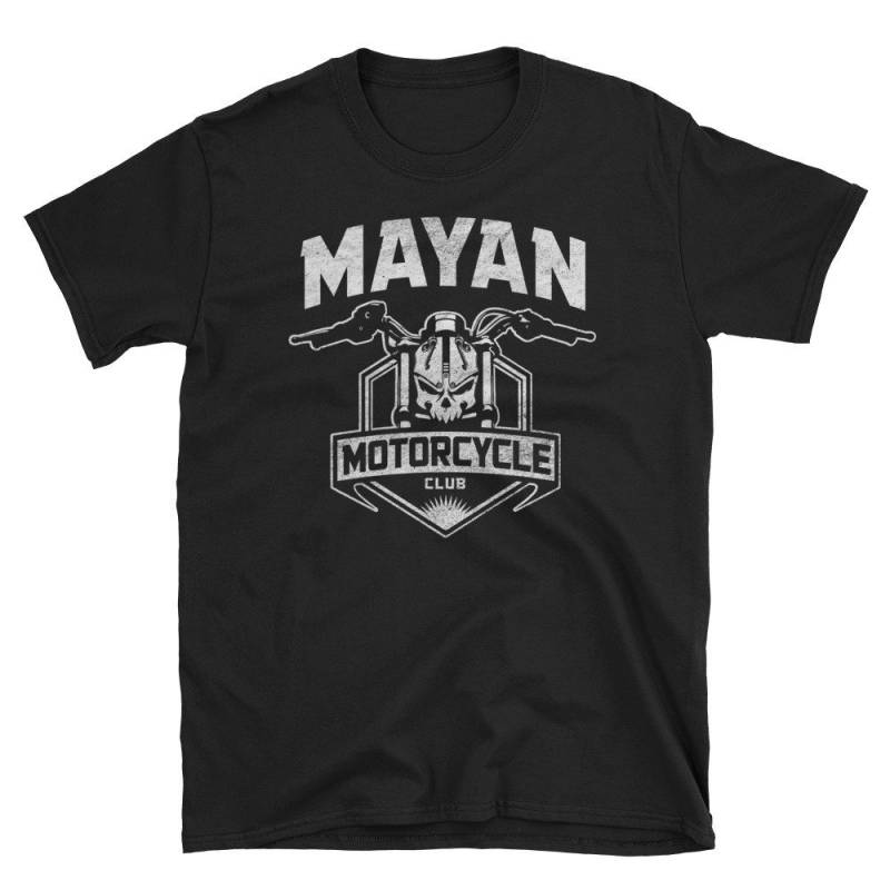 Maya-Motorrad Club T-Shirt - Distressed Motor Cycle Skull T-Shirt Kurzarm-Unisex T-Shirt Maya-Motorrad Club T-Shirt - Distressed Motor Cycle Skull T-Shirt Kurzarm-Unisex T-Shirt von NamasteMFG