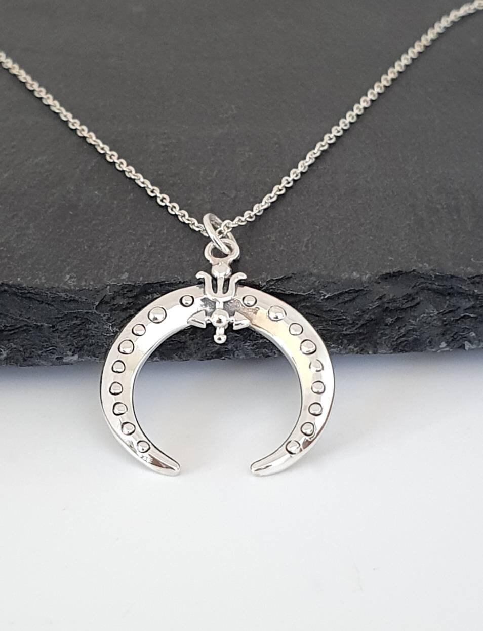 Anhänger Kette Silber, Kettenanhänger, Mond, Mondkette, Mondschmuck, Sterling Silber 925 von NamasteSilber