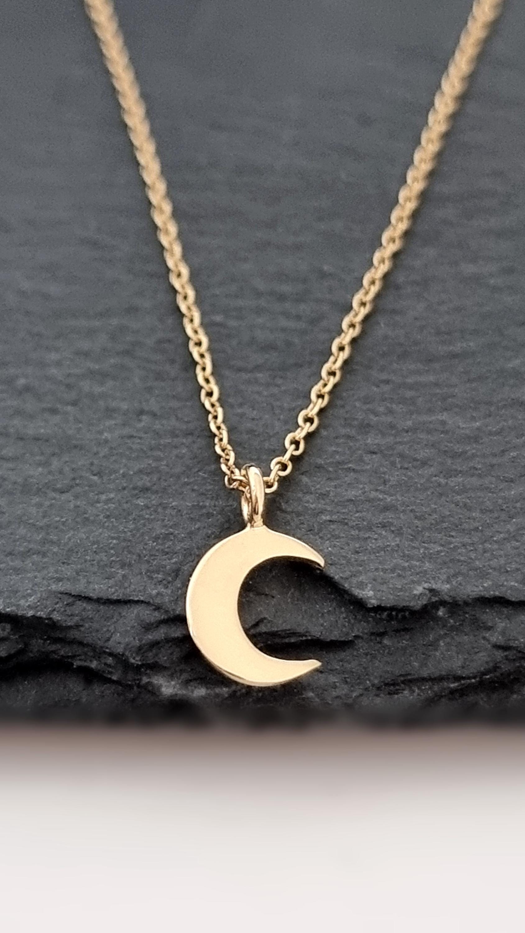 Mond Halskette Gold, Sterling Silber Vergoldet, Gold Kette Mit Anhänger, Minimalistisch, Geschenkidee von NamasteSilber