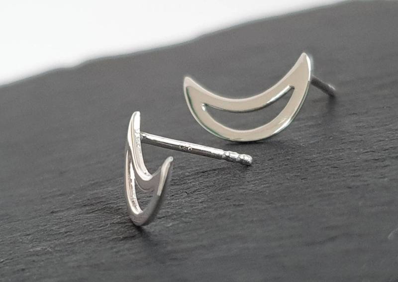 Mond Ohrringe, Ohrstecker, Sterling Silber 925 von NamasteSilber