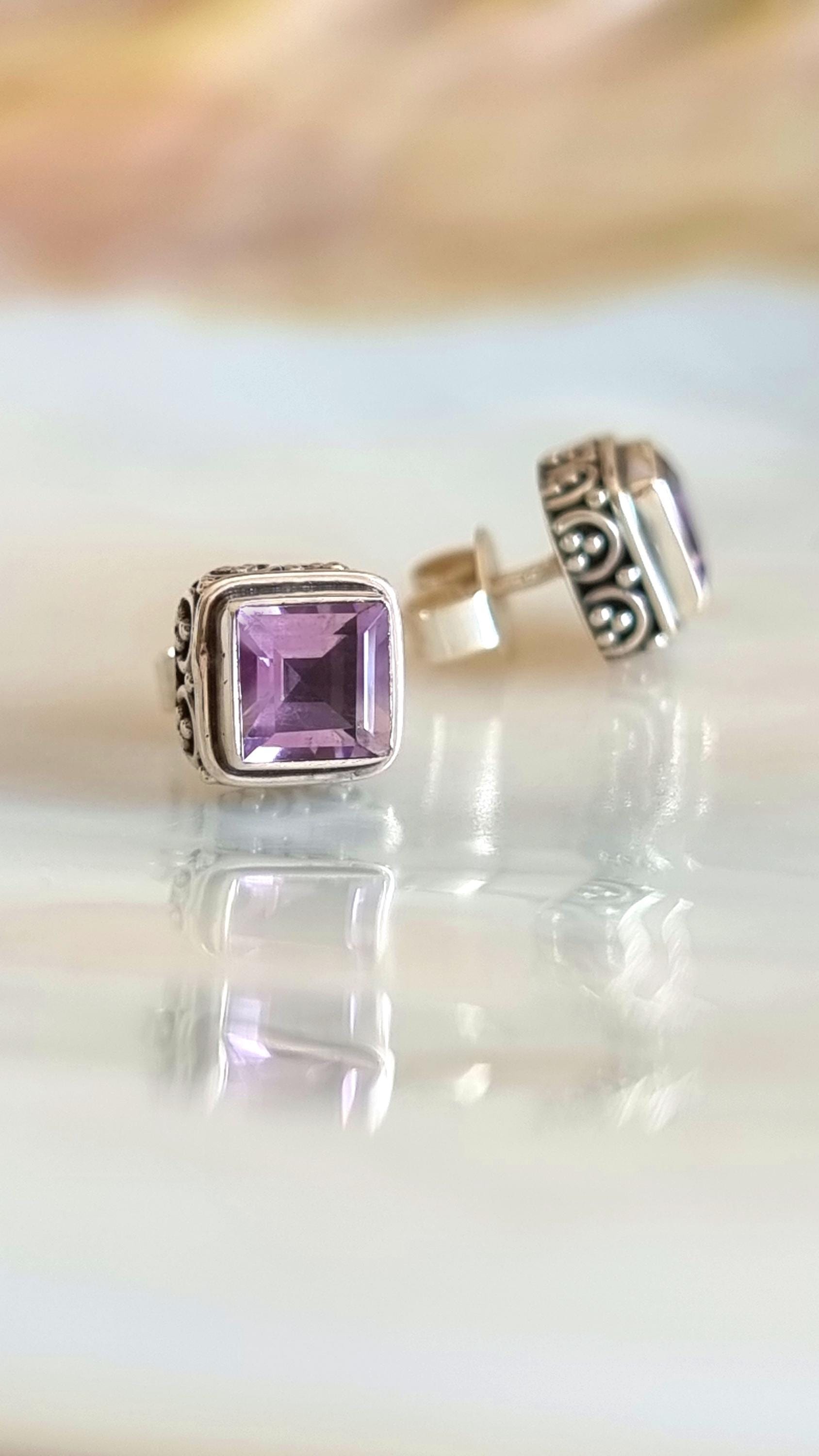 Ohrringe Mit Amethyst, Kleine Ohrrringe Sterling Silber 925, Ohrstecker Bali Ohrringe Mit Amethyst, Kleine Ohrrringe Sterling Silber 925, Ohrstecker Bali von NamasteSilber