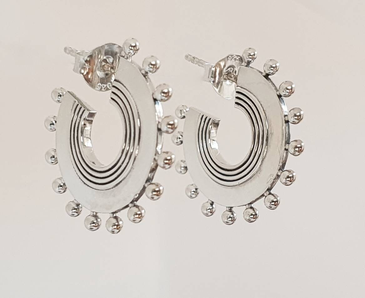 Ohrringe Silber, Ohrstecker-Creolen, Halbcreolen Sterling Silber 925, Geschenkidee von NamasteSilber