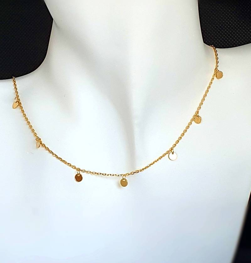 Plättchenkette Gold, Halskette Sterling Silber Vergoldet von NamasteSilber
