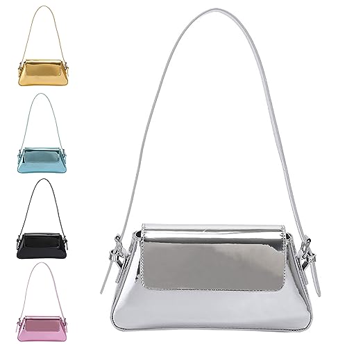 Damen Silber Geldbörse Abendtasche Y2k Metallic Silber Geldbörse Hobo Tasche Leder Tote Handtasche Satchel Bag Cute Party Bag Clutch Taschen, silber von NamcheBarwa