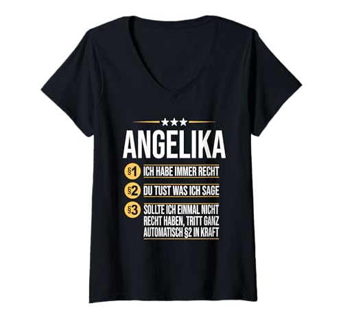 Damen Angelika Vorname Geschenk-Idee Geburtstag Namensgeschenk T-Shirt mit V-Ausschnitt Damen Angelika Vorname Geschenk-Idee Geburtstag Namensgeschenk T-Shirt mit V-Ausschnitt von Name Angelika Spruch Personalisierte Geschenke