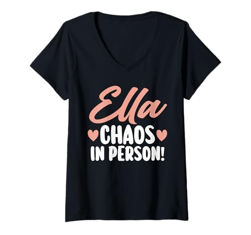 Damen Vorname Ella T-Shirt mit V-Ausschnitt Damen Vorname Ella T-Shirt mit V-Ausschnitt von Name Ella Geschenk