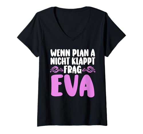 Damen Vorname Eva T-Shirt mit V-Ausschnitt von Name Eva Geschenk