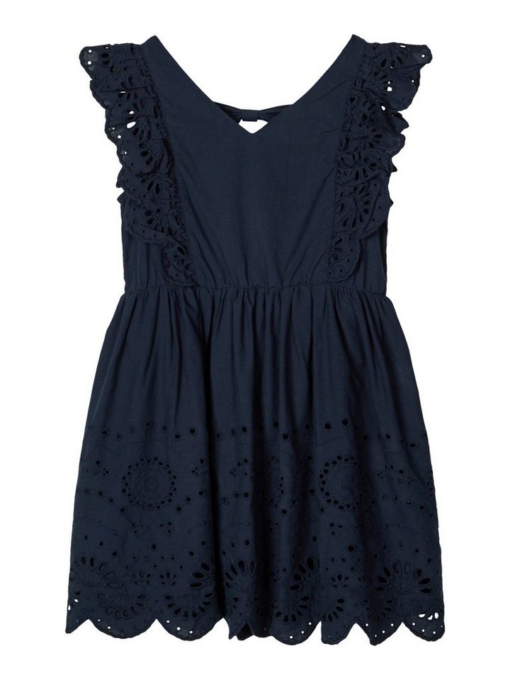 Name It A-Linien-Kleid Name It Mädchen Kleid mit Loch-Stickmuster in blau von Name It