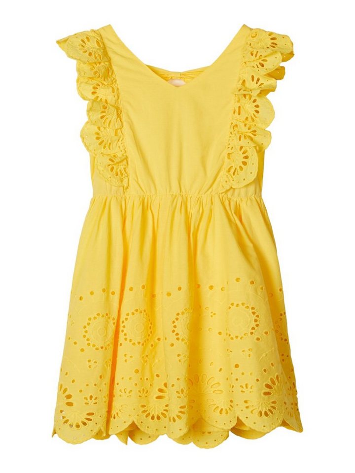 Name It A-Linien-Kleid Name It Mädchen Kleid mit Loch-Stickmuster in gelb von Name It