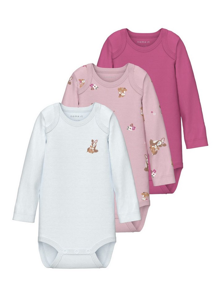 Name It Langarmbody (3-tlg) NBFBODY 3P LS IBIS ROSE BAMBI von Name It