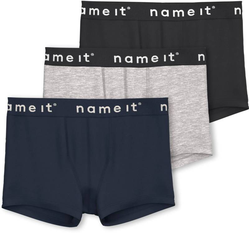 Name It Boxer NKMBOXER für Jungen mit Stretchbund und bequemem Sitz (Packung, 3-St) eng, Jersey, Logoschriftzug, angesetztes Bündchen von Name It