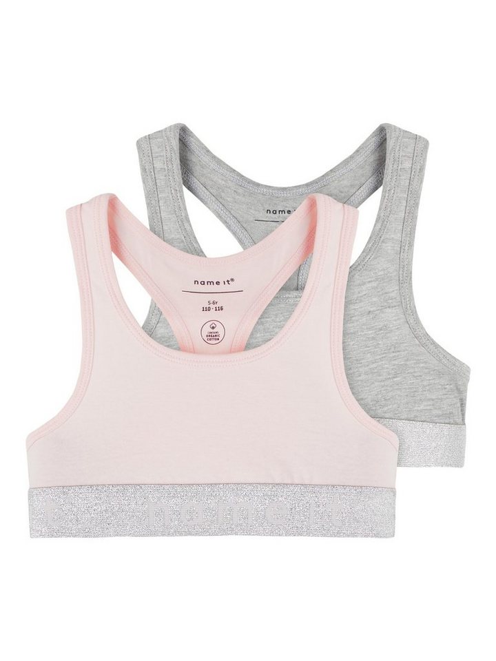 Name It Bustier NKFSTRAP für Mädchen mit floralem Print und weichem Bund (Packung, 2-tlg) regular fit, Jersey, Rundhals von Name It