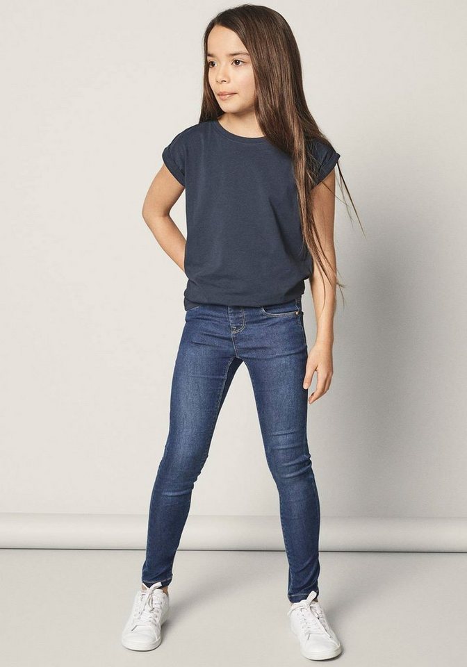Name It Jeansjeggings NMMVARON für Jungen mit süßem Dino-Alloverprint bedruckt, casual, regular fit, Baumwolle, Rundhals von Name It