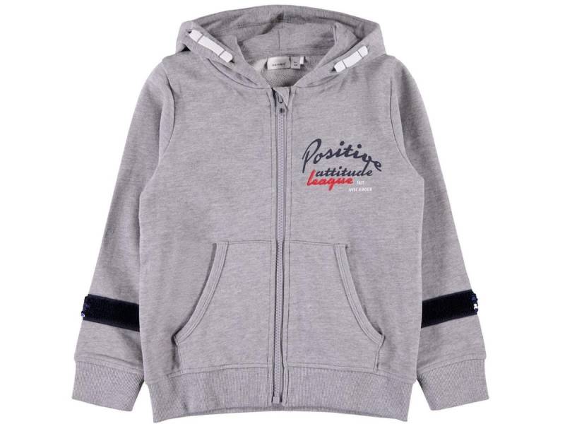 Name It Kapuzenpullover Name It Mädchen Baumwoll-Sweatjacke grau von Name It