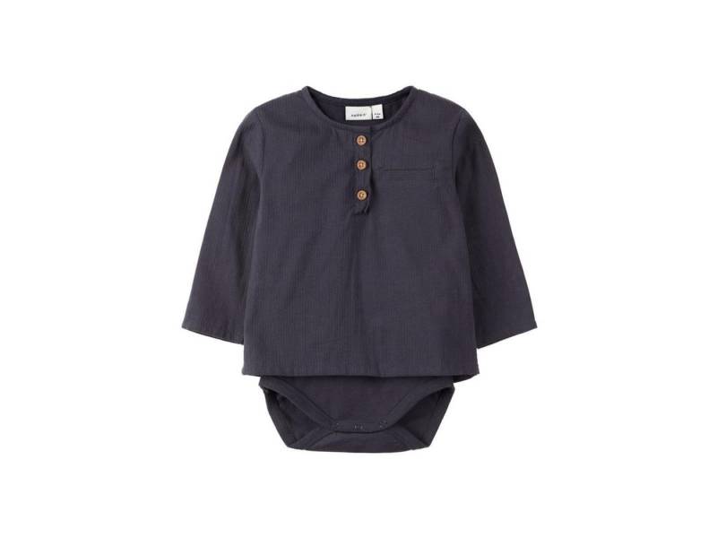 Name It Langarmbody Name It Unisex Baby Hemd-Body mit Knopfleiste vorn (1-tlg) mit Druckknöpfen im Schritt von Name It