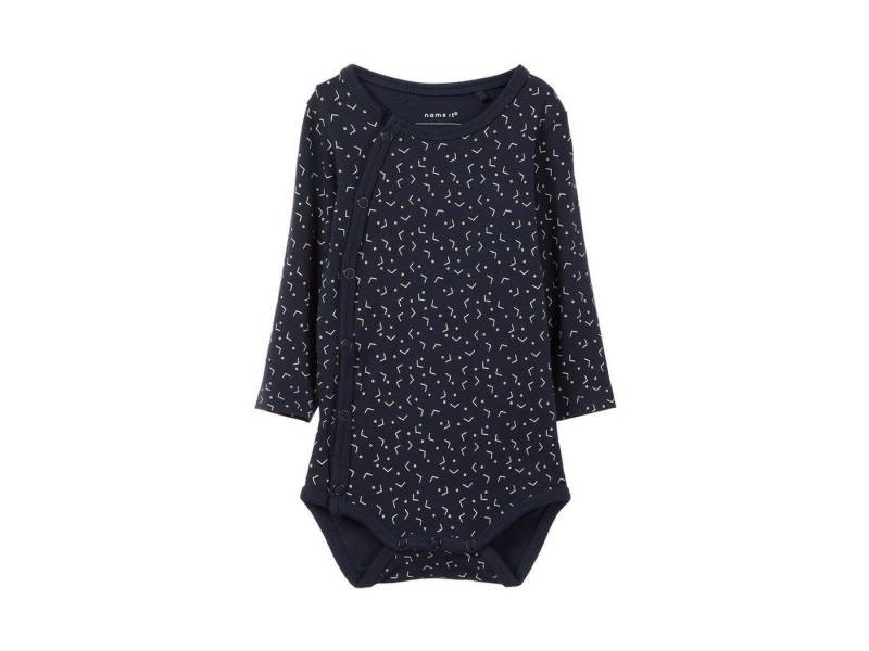 Name It Langarmbody Unisex Baby Body in dunkelblau (1-tlg) mit praktischer Druckknopfleiste, mit Druckknöpfen im Schritt von Name It