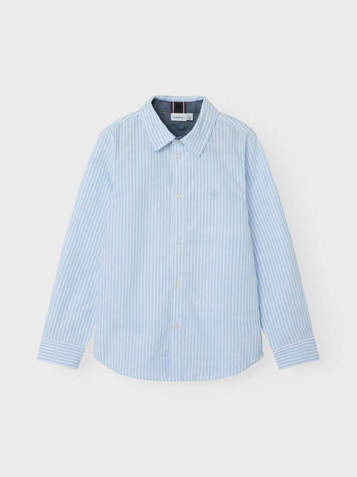 Name It Langarmhemd NKMNEWSA für Jungen mit Knopfleiste und Baumwollkomfort unifarben, casual, regular fit, Baumwolle, Hemdkragen von Name It