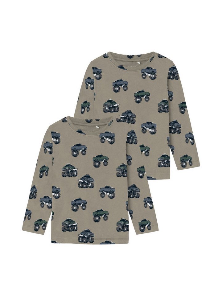 Name It Langarmshirt 2er-SET mit Fahrzeug-Motiven All-Over-Print (2-tlg) NMMSEBASTIAN NREG LS TOP von Name It