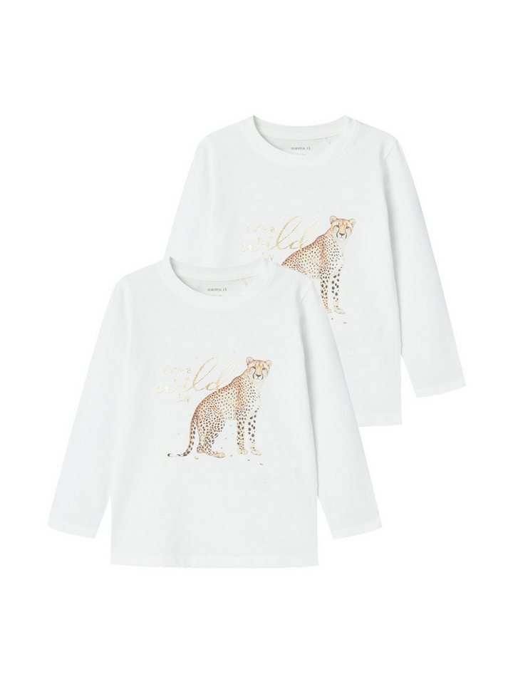 Name It Langarmshirt 2er-SET mit Gepard-Motiv und Glitzerdetails (2-tlg) NMFSUSANNA LS TOP BOX von Name It