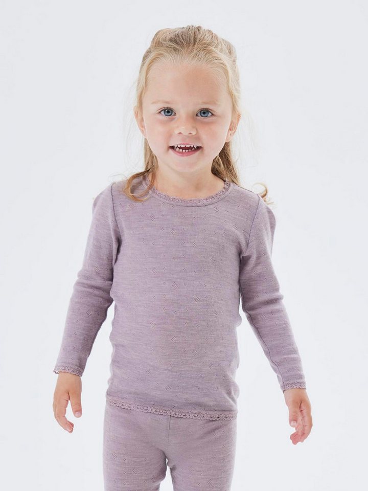 Name It Langarmshirt NMFWANG WOOL NEEDLE LS TOP SOLID NOOS aus reiner Merinowolle von Name It